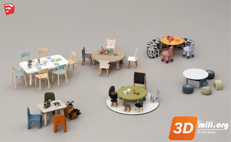 Kid's table and chairs Skp Files 